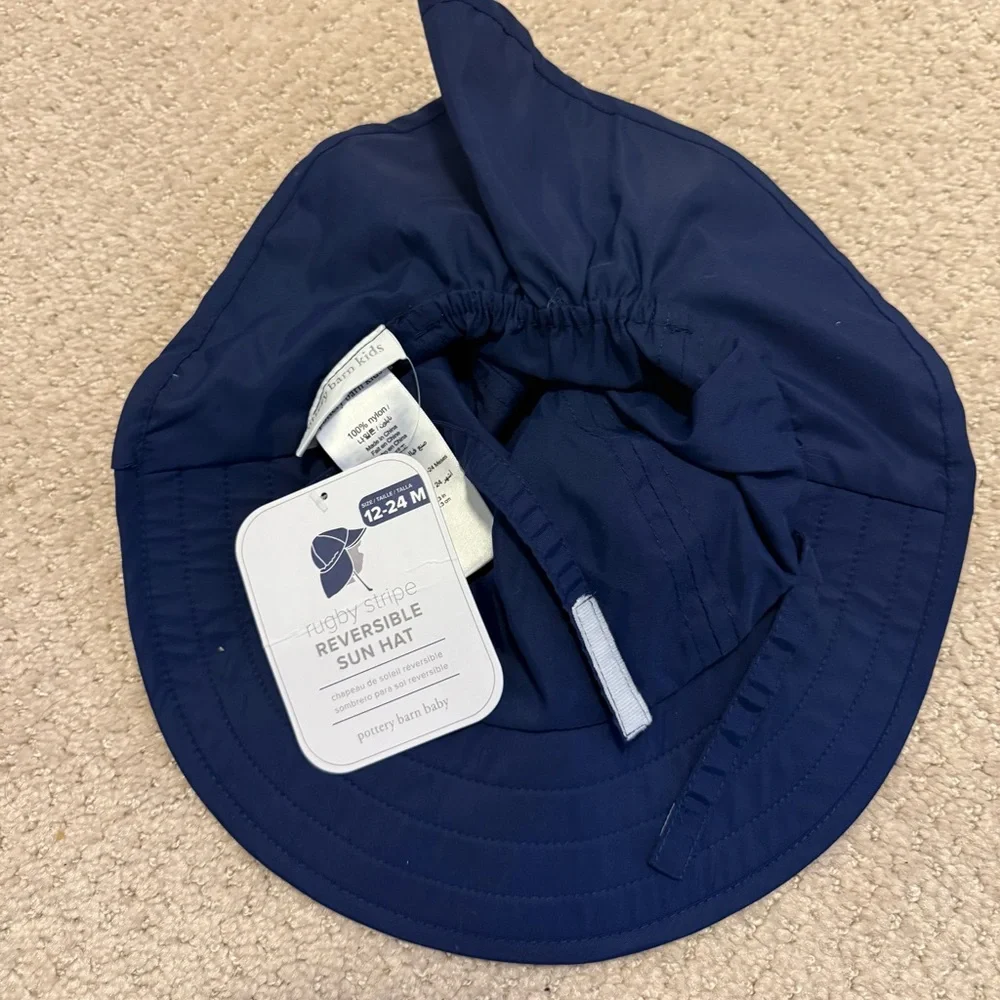 Pottery Barn Kids Reversible Rugby Striped sunhat 12-24 months
